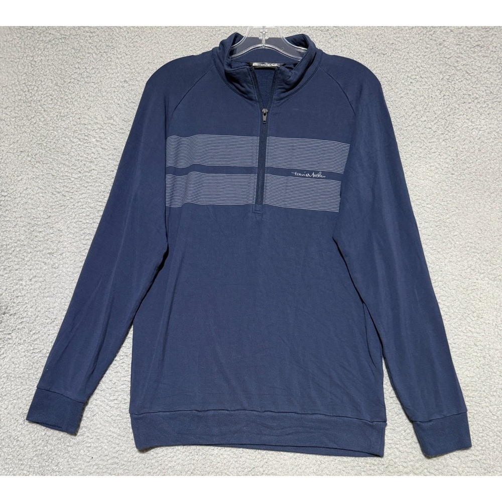 Travis Mathew Blue Keep It Real Long Sleeve 1/4 Zip Pullover Mens Small